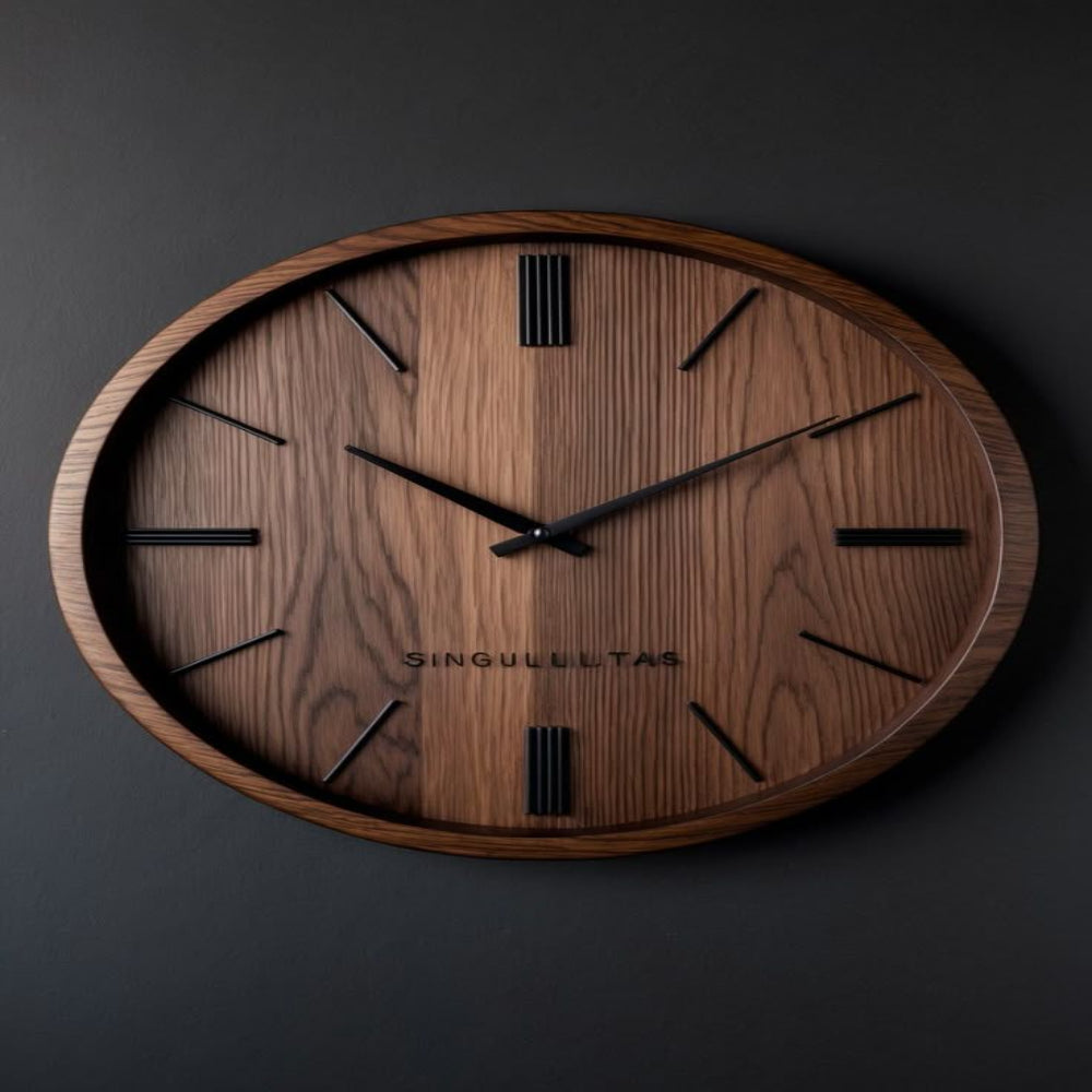 The SINGULLTAS Modern Walnut Wood Wall Clock