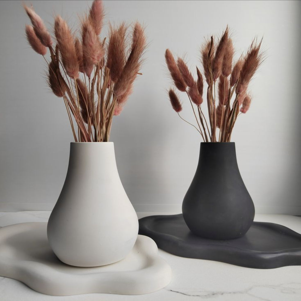 The 'Sculpt' Matte Serenity Bud Vase & Organic Tray Set